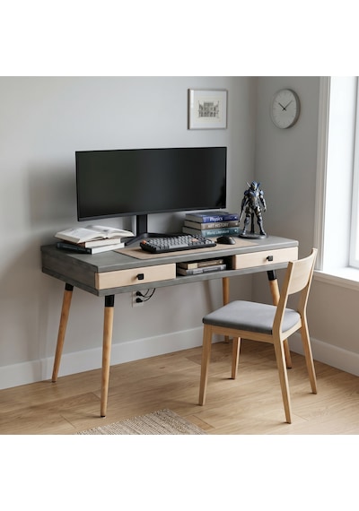 Mobenta Modest Desk: Masif Çalışma & Laptop Masası 2 Çekmece 1 Bölme - 120x60 An-bz Antrasit-krem Mobenta Modest Desk: Masif Çalışma & Laptop Masası 2 Çekmece 1 Bölme - 120x60 An-bz Antrasit-krem
