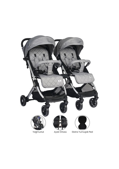 Lorelli Fiorano New Kabin İkiz Bebek Arabası - Dolphin Grey - Gri