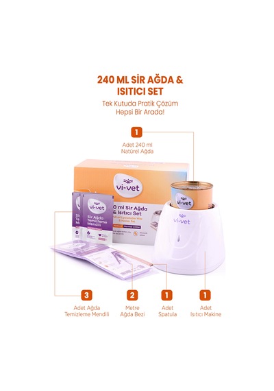 Vivet Sir Ağda 240 Ml Isıtıcı Set Kutulu