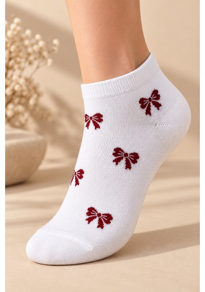 Hitit Socks Kadın 5 Çift Çizgi Ve Fiyonk Desenli Pamuklu Patik Çorap Bordo Beyaz Asorti Hitit Socks Kadın 5 Çift Çizgi Ve Fiyonk Desenli Pamuklu Patik Çorap Bordo Beyaz Asorti