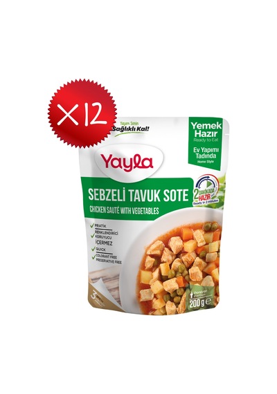 Yayla Yemek Hazır Sebzeli Tavuk Sote 200 Gr X12