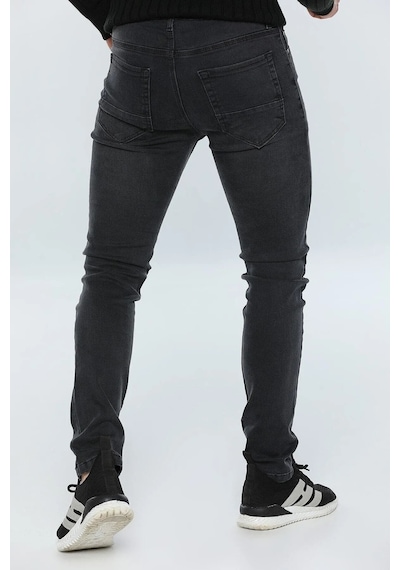 Erkek Gri Füme Slim Fit Likralı Esnek Jean Kot Pantolon Gri