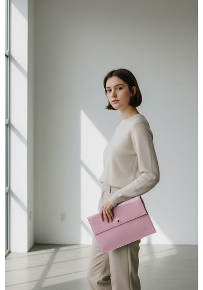 Plush Studıo Istanbul Pembe Rugan Laptop Ve Evrak Çantası Peluş Astarlı 36 26 Cm Pembe Pembe