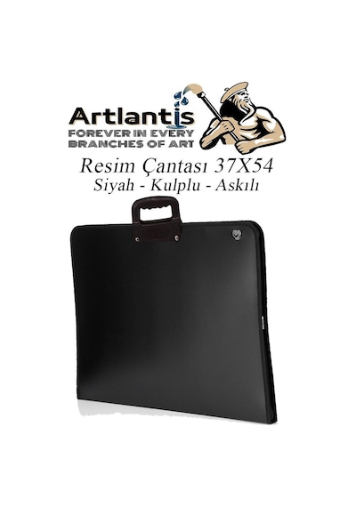 Siyah Resim Çantası Fermuarlı Kulplu 37x54 Cm 1 Adet Teknik Resim Dosya Çantası 35x50 Cm Askılı Proje Çantası Okul Sınıf