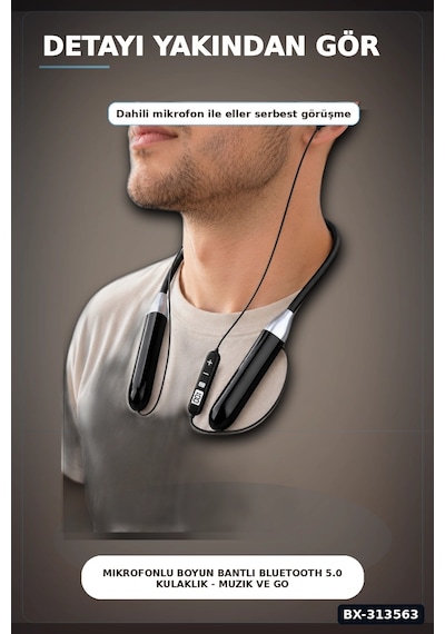 Bay Boyun Bantli Bluetooth 5.0 Kulaklik Mikrofonlu Kablosuz Kulak Ici Muzik Ve Gorusme Bx-313563 Najmaddin