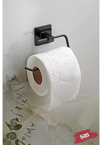 Sas Haus Kare Yapışkanlı Açık Tuvalet Kağıtlığı Wc Kağıtlık Tutucu Siyah Ks-001 Sku: Smg8690010190222 Diğer
