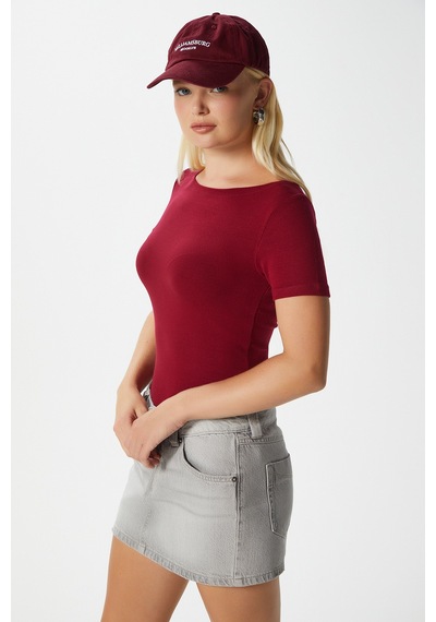 Ritnice Kadın Velvet Kayık Yaka Lux Touch Yumuşak Doku Kısa Kol Bordo Bluz Bordo Ritnice Kadın Velvet Kayık Yaka Lux Touch Yumuşak Doku Kısa Kol Bordo Bluz Bordo