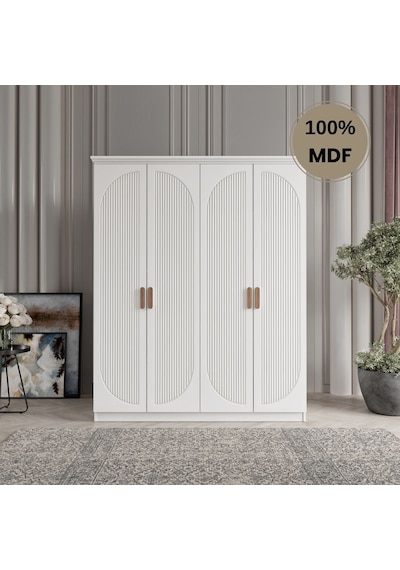 Soho 4 Kapak Mdf Gardırop Beyaz