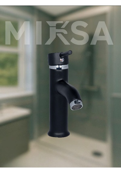 Siyah-krom Sabit Banyo Lavabo Musluğu Bataryası