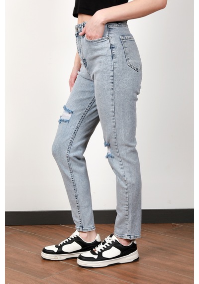 Giysa Kadın Lyc Lazer Kesim Skinny Jean Mavi