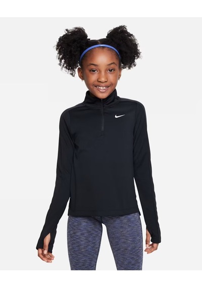 Nike Fd2853-010 Dri-fıt Uzun Kollu Çeyrek Fermuarlı Kız Çocuk Üstü - Siyah
