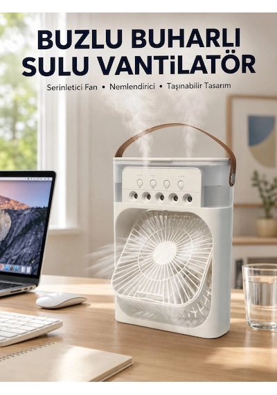 Spreyli Mini Masaüstü Fan 500ml Su Hazneli, 3 Kademeli Soğutucu Yeni Nesil