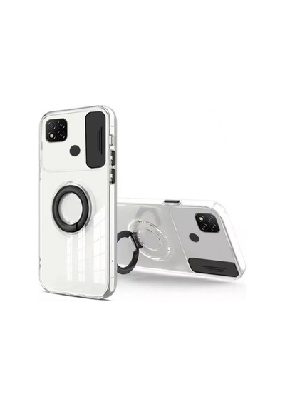 More Tr Ally Xiaomi Redmi 9c Kılıf Sürgülü Kamera Lens Korumalı Yüzük Standlı Silikon Kılıf Siyah
