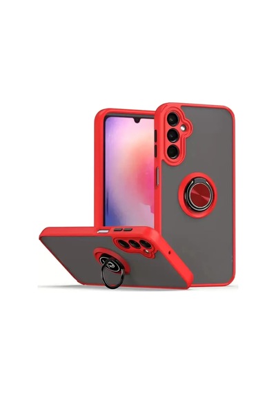 Newface Samsung Galaxy A05s Kılıf Montreal Yüzüklü Silikon Kapak - Kırmızı