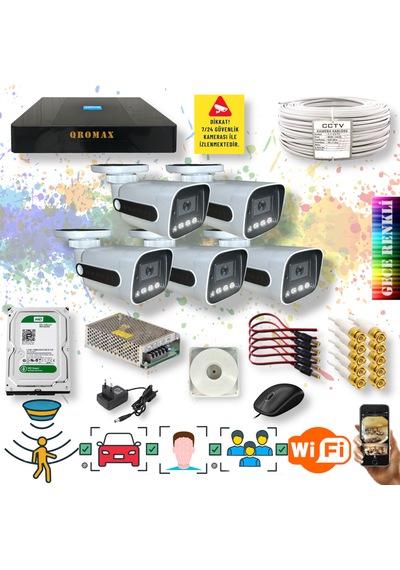 5 Kameralı Hareket Algılayan Gece Renkli Fullhd Kamera Seti 784w 5 Kameralı Hareket Algılayan Gece Renkli Fullhd Kamera Seti 784w