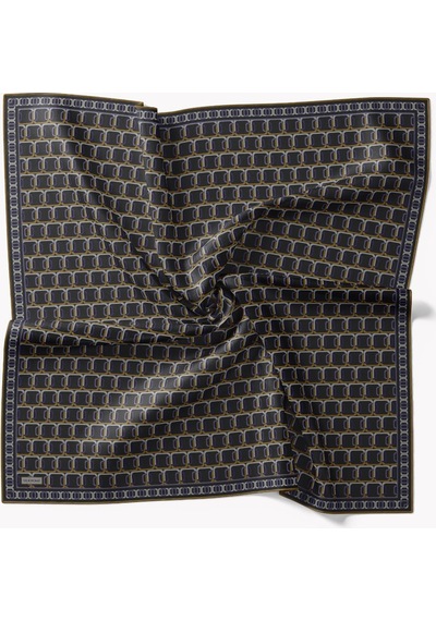 Silk Home Twill İpek Eşarp Zincir Koyu Lacivert Çok Renkli