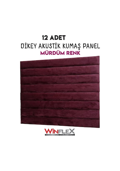Akustik Kumaş Kaplı Dikey Panel 15x210cm - 12 Adet Mürdüm Renk