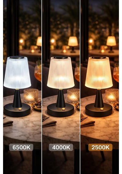 3 Renkli Dokunmatik Şarjlı Masa Lambası, Led Işıklı Dekoratif Abajur, Siyah, 15 X 31 Cm Diğer