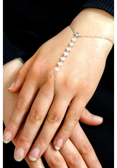 Gümüş Rodyumlu Zirkon Taşlı Yonca Modeli Pullu Şahmeran Barcode Beyaz - Rose Gold