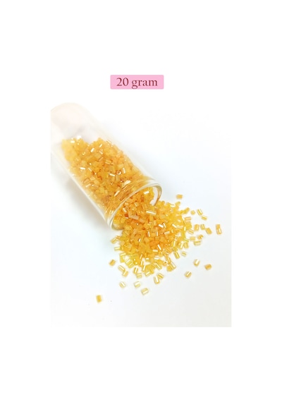 Kesme Cam Boncuk 2mm - 20 Gram - Şeffaf Koyu Sarı -bnc313