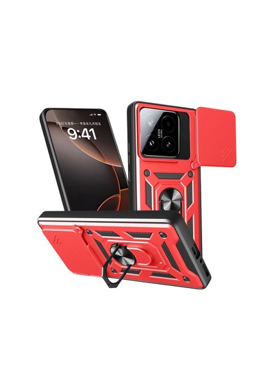 Xiaomi Mi 15t Pars Lens Yüzüklü Silikon - Kırmızı -