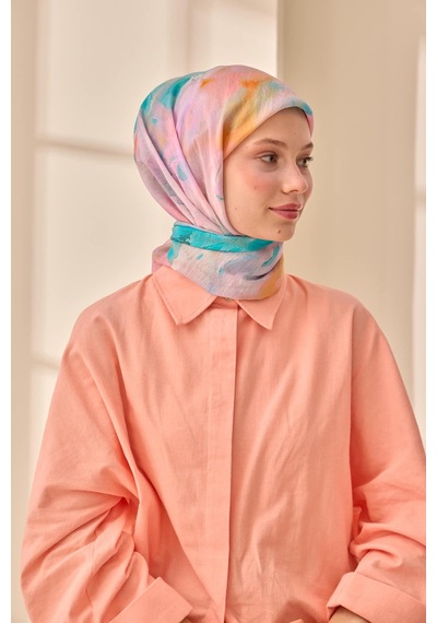 Silk Home Olinda İpek Eşarp 47004-24 Gümüş, Turkuaz, Yeşil, Pembe, Turuncu