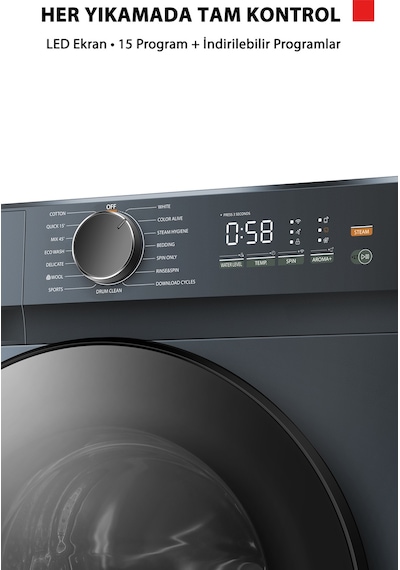 Toshiba TW-T21BU90UWTR WW 8 KG 1400 Devir Çamaşır Makinesi Gri
