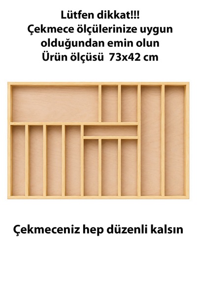 73x42 Cm Ahşap Kaşıklık El Yapımı Çekmece İçi Organizer Mutfakta Kusursuz Düzen