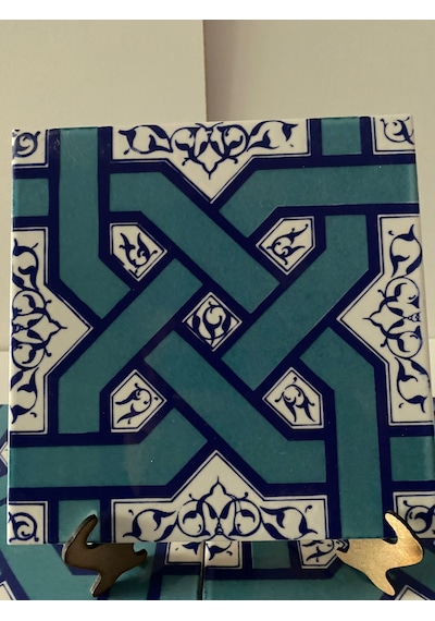 Armada Çini 20x20 Cm Ac 6 Selçuklu Turkuaz Zincir Geçme Çini Kar