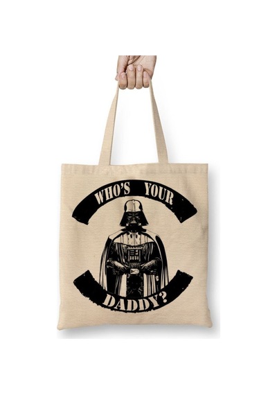 Toyaso Darth Vader Daaddy Beyaz Bez Çanta Uzun Saplı Alışveriş Çantası Plaj Çantası Beyaz