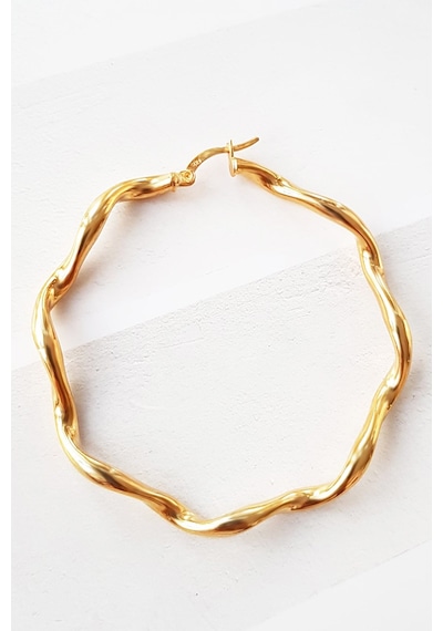 TEKLİ 5.5 CM AUGER HALKA GOLD GÜMÜŞ KÜPE