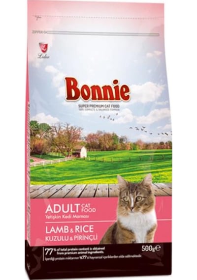 Bonnie Kuzu Etli ve Pirinçli Yetişkin Kedi Maması 500 G
