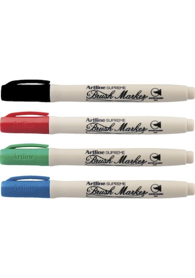 Artline Supreme Brush Marker Fırça Uçlu Kalem 4 Temel Renk