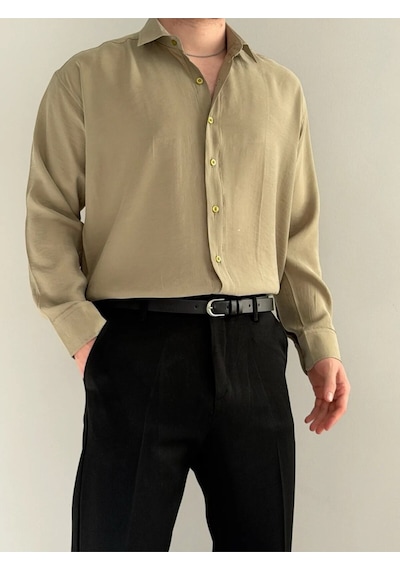 Relaxed Fit Hafif Rahat Modal Kumaş Gömlek Yeşil