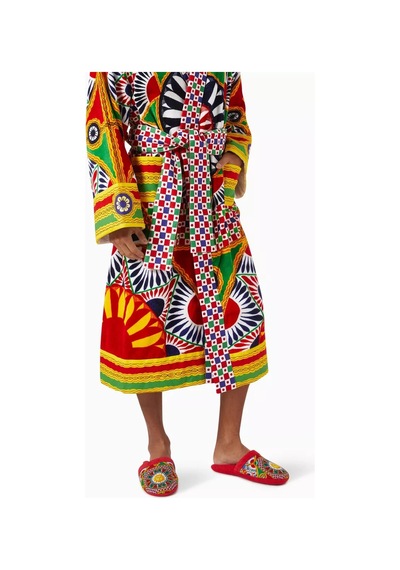 Dolce & Gabbana Casa Unisex Carretto Siciliano Terlik, Pamuklu, Yumuşak & Şık Kırmızı