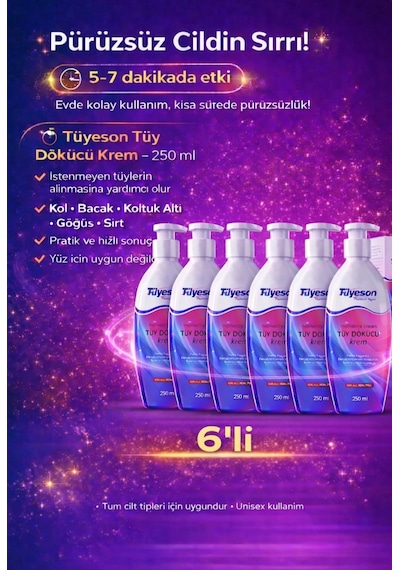 Tüyeson Tüy Dökücü Krem 6 x 250 ML