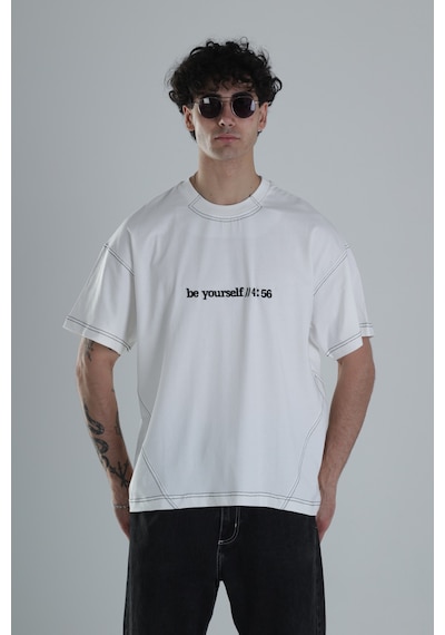 Cocopelli Be Yourself Oversize Tasarım T-shirt Coc1384 Beyaz