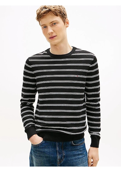 Tommy Hilfiger Seasonal Structure Cneck Erkek Siyah Kazak - Mw0mw41643 Siyah