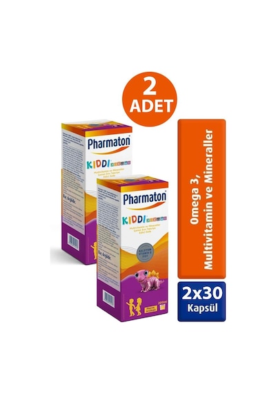 Pharmaton Kiddi Growth Kalsiyum Vitamin D İyot İçeren Takviye Edici Gıda Meyve Aromalı Şurup 2 x 200 ML