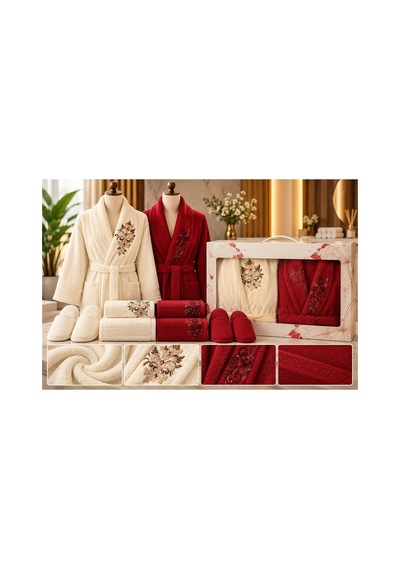 Slc Home 6 Parça Lüx Aile Bornoz Seti % 100 Pamuk Kutulu Şık Desenli İşlemeli Krem - Kırmızı - 939937392 Krem - Kırmızı Slc Home 6 Parça Lüx Aile Bornoz Seti % 100 Pamuk Kutulu Şık Desenli İşlemeli Krem - Kırmızı - 939937392 Krem - Kırmızı