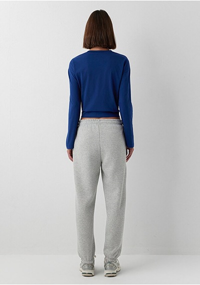 Kadın M1023291-32175 Örme Pantolon Grey Melange Gri Mavi