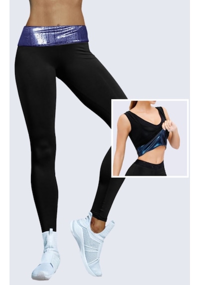 Marka Sportwear Kadın Siyah Termal Sauna Terleten Tayt Atlet 2'Li Takımsiyah Xl Siyah