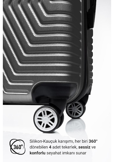 G&d Polo Suitcase Abs Kabin Ve Büyük Boy Koyu Gri 2'li Valiz Eti 600.02-set-bk Koyu Gri