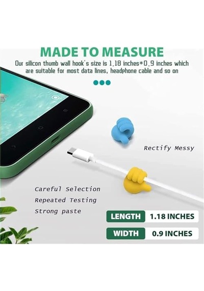 Ayrex Tech 20'li Başparmak Tasarımlı Yapışkan Duvar Kancası Kendinden Yapışkanlı Silikon Kablo Ve Anahtar A Genel