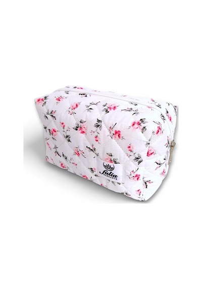 Fulia Elegance Makyaj Çantası Makeup Bag Kapitone Bakım Seyahat Kozmetik Çantası Beyaz-pembe Sku: Zeus8690010410924