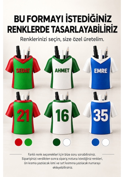 Kişiye Özel Siyah Beyaz Taraftar Temalı Masaüstü Kalemlik İsme Özel Forma Tasarımlı Kalemlik Ve Masaüstü Organizer Siyah - Beyaz