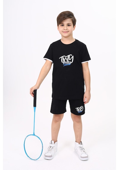 Toontoy Kids Toontoy Erkek Çocuk Baskılı Şortlu Takım Siyah