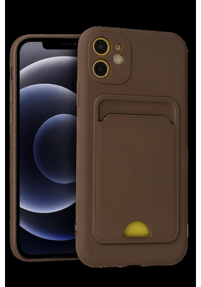 Apple iPhone Uyumlu 11 Kılıf Kelvin Kartvizitli Silikon - Kahverengi Ym919702