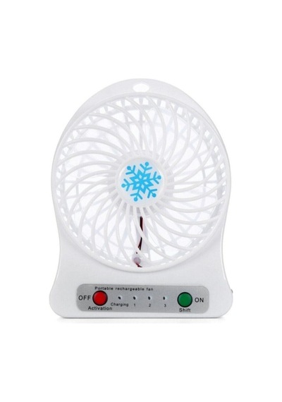 Masa Üstü Şarjlı Mini Vantilatör 3 Kademeli Usb Mini Fan Beyaz
