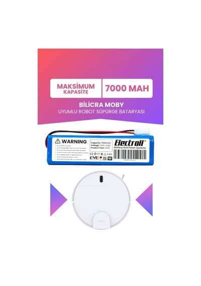 Bilicra Moby Batarya Maksimum Kapasite 7000mah Pil Robot Süpürge Bataryası